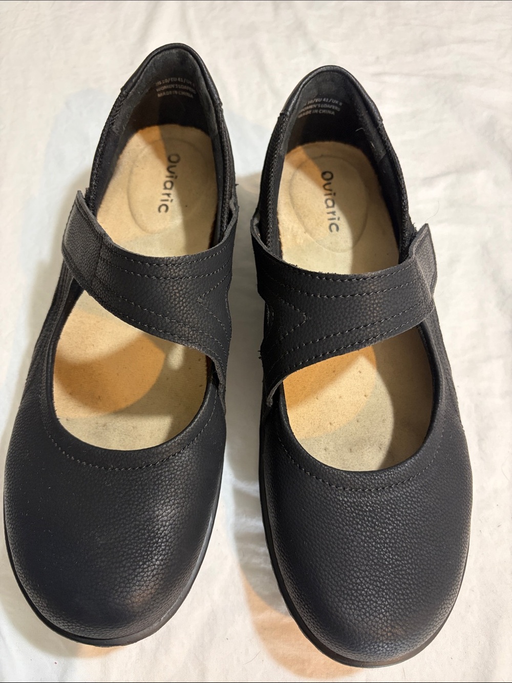 Black Slip-On Mary Jane Flats with Crossover Strap
